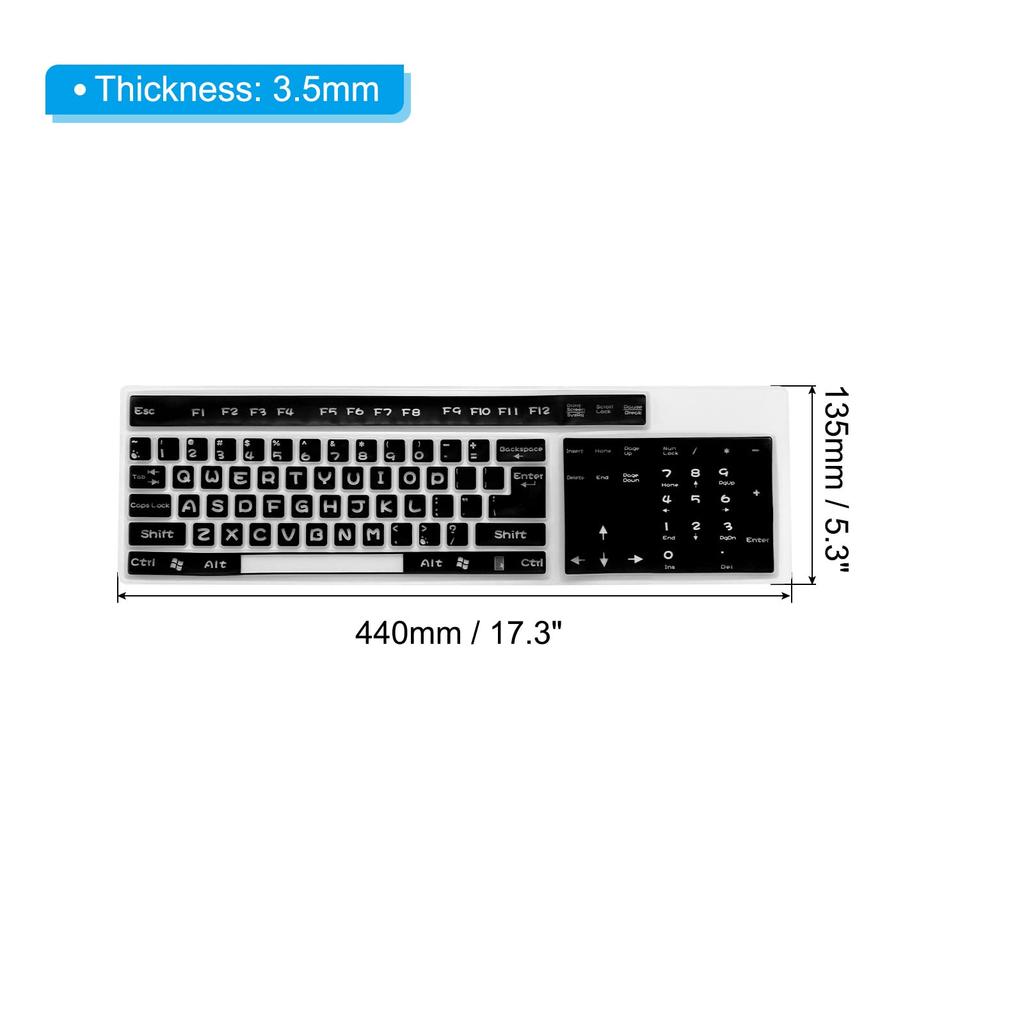 PATIKIL PC Keyboard Cover Skin Silicone Desktop Keyboard Skin Keyboard Cover for Standard Size PC Computer Desktop Keyboard 440mmx135mm Black Keyboard