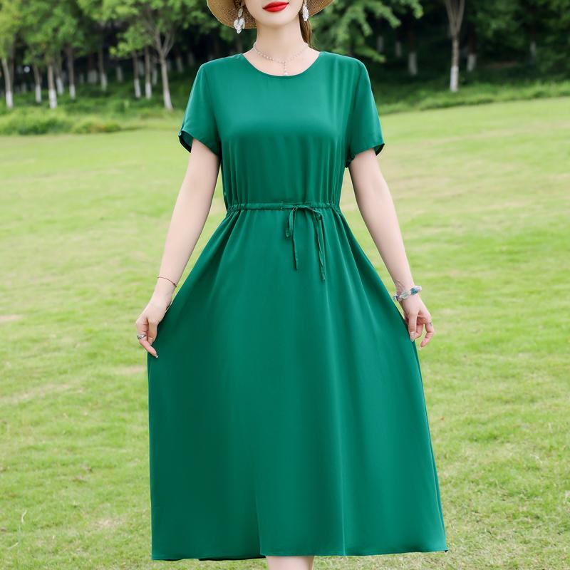 Elegant Women's Summer Dress Plus Size Short Sleeve Casual Long Dresses Vintage Clothes