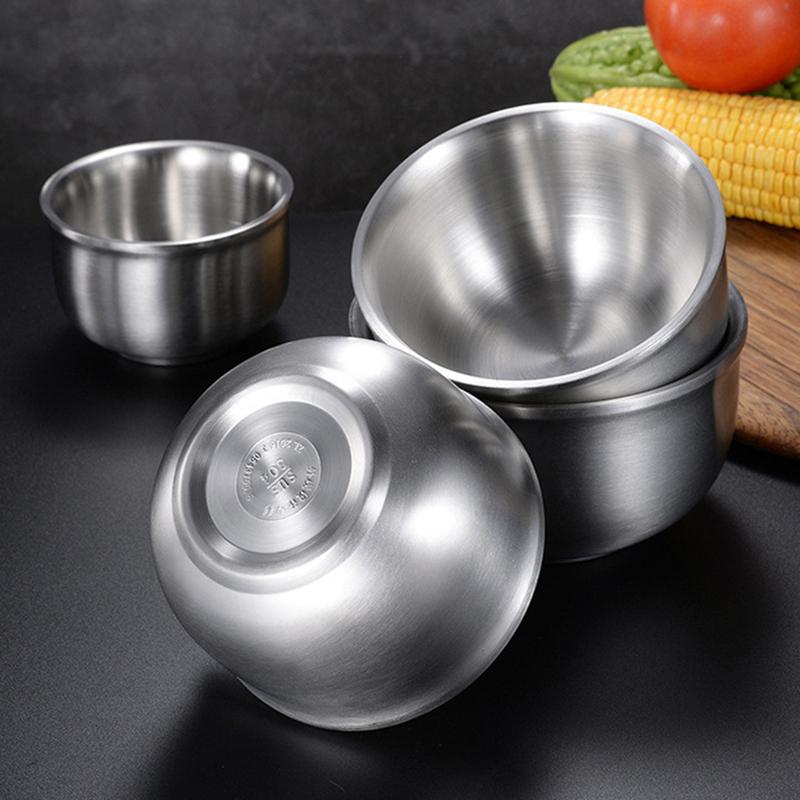 Dubbelväggiga Värmeisolerade Skålar Rostfritt Stål Soppa Ris Sallad Frukter   Instant Nudelskål Köksbordsservis Flera storlekar