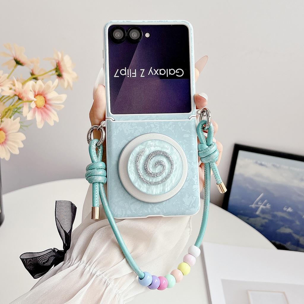 Dopamine Color Palette for Magnetic Stand Hinge Protection Wrist Strap Phone Case for Samsung Galaxy Z Flip 7 FE 6 5 5G Cover