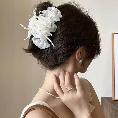 Elegant Drifting Chiffon Cloud Hair Claw For Women Girls Temperament Ponytail Clip Headwear Accessories