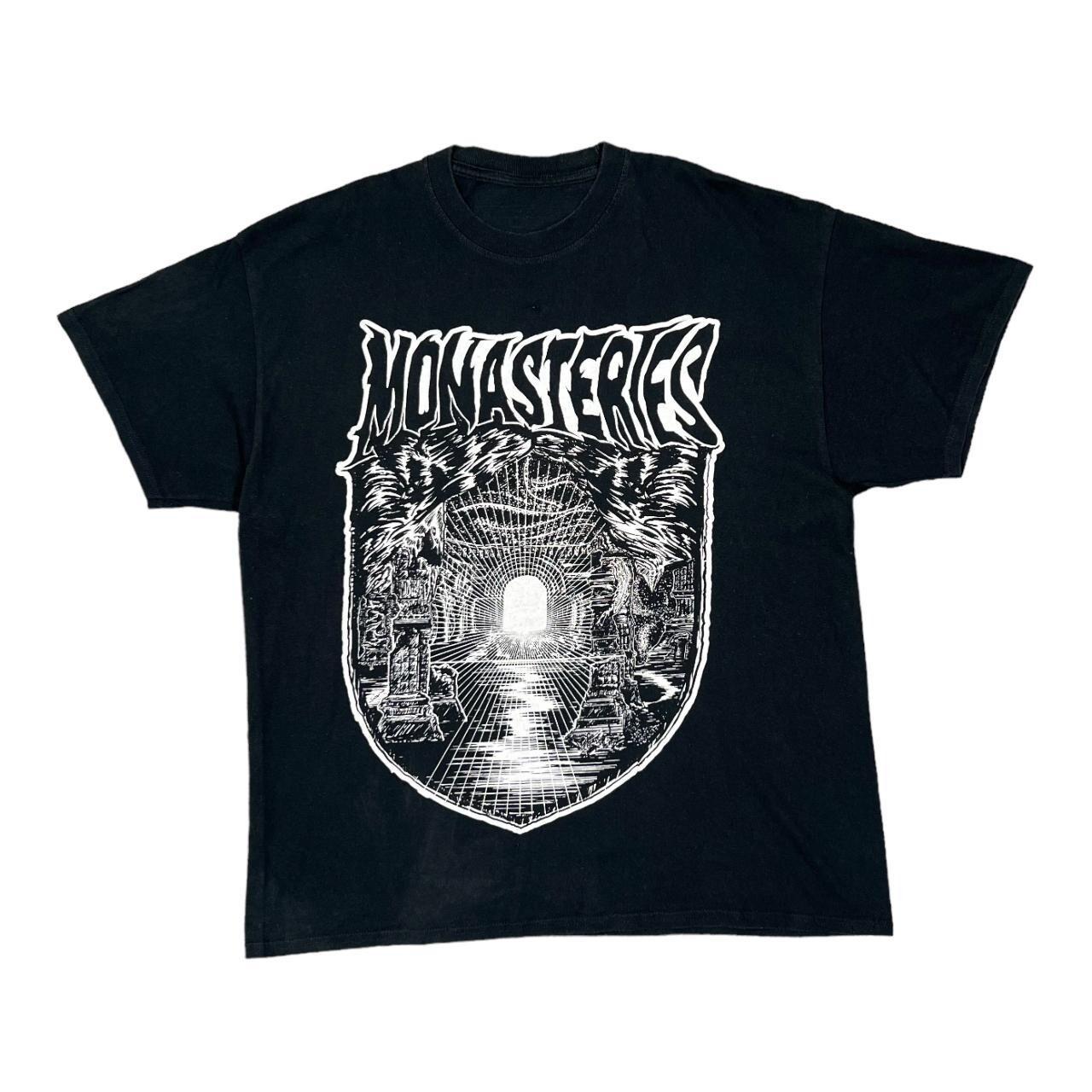 MONASTERIES Graphic Spellout Deathcore Heavy Metal Music Band T-shirt XL Black XL