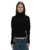 PARTIMENTO WOMEN Pwc High-Neck Back Button-Up Knit Top_Black