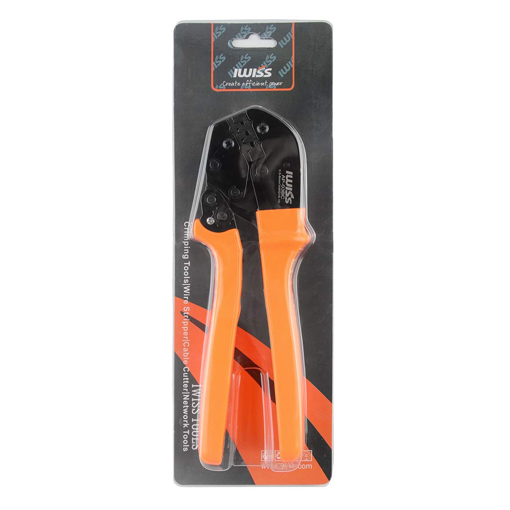 IWISS Bullet Terminal Crimping Compatible with Terminals AP-03BC Ratchet-Type Pliers, Dynamic, Labor-Saving, 0.5-6.0 sq.