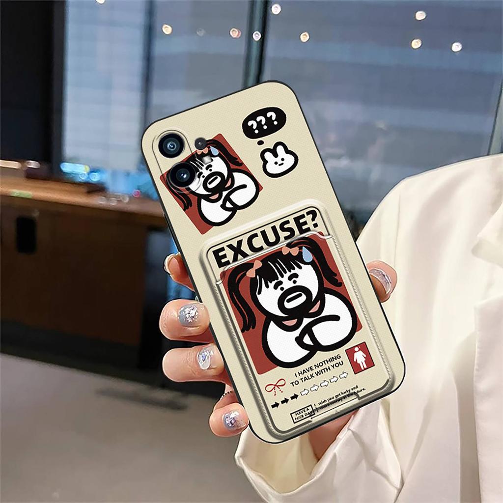 Full wrap Cartoon Phone Case For Nothing Phone1 Anti-knock Graffiti Back Cover Card bag Silicone TPU Cute protective