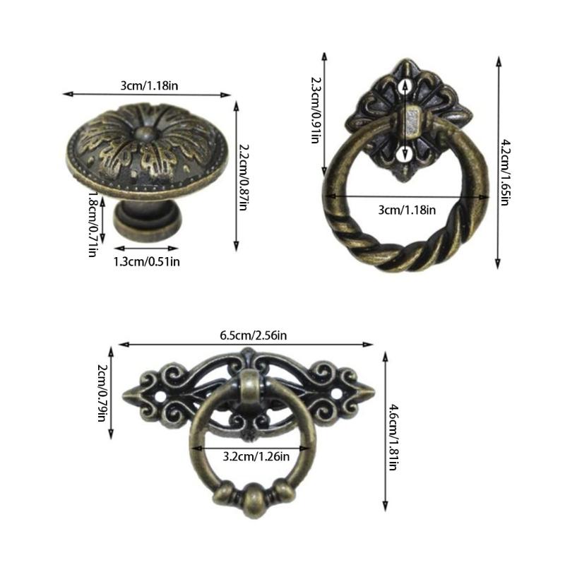 Antique Metal Rings Pulls Vintage Styles Handles Decorative Drawer Handles Decorative Pulls Set for Furniture & Cabinets
