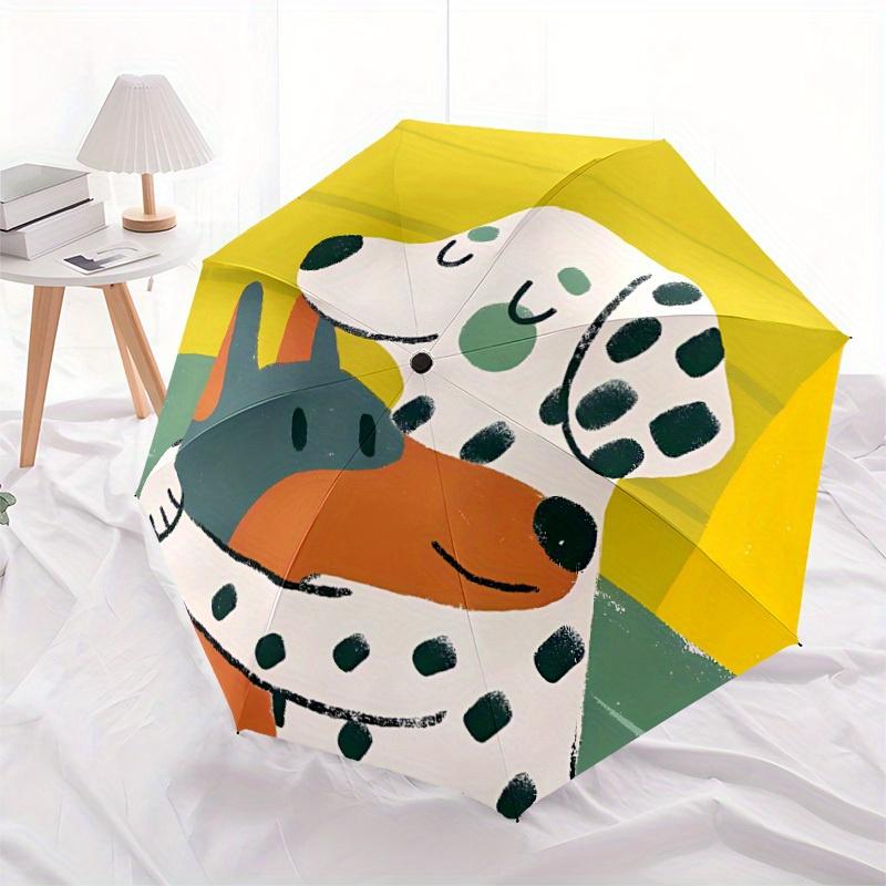 1pc Dalmatian Puppy Love Automatic Open/Close Exquisite Umbrella Sturdy Iron Frame, Compact Travel Umbrella, Intricate Design Umbrella a0829051