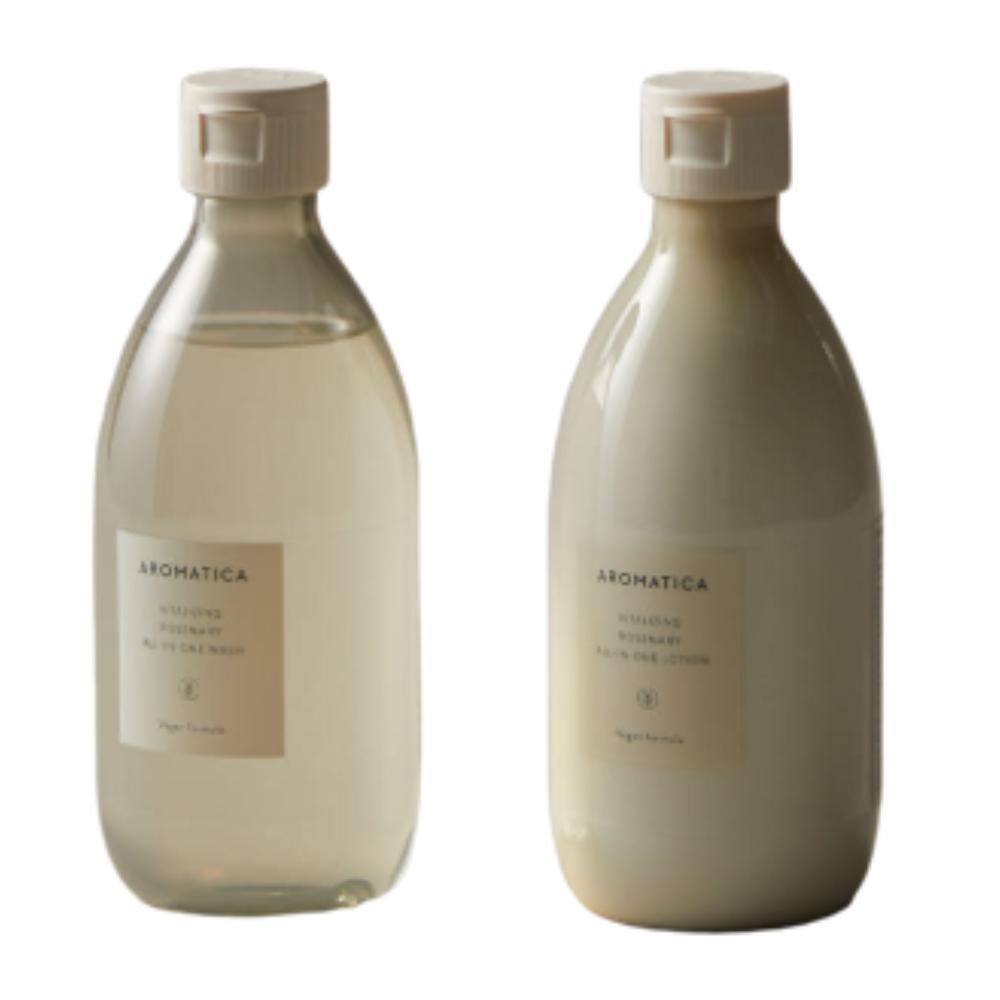 

AROMATICA Vitalizing Rosemary All-in-One Wash & Lotion 2-Piece Set (300ml+300ml) Refreshing Energy Body Care Duo