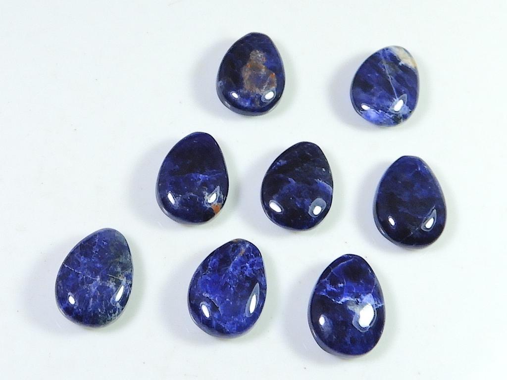 35Cts. Natural Blue Sodalite Pear Cabochon Loose Gemstone 08 Pcs Lot 10X14MM RQ-1973