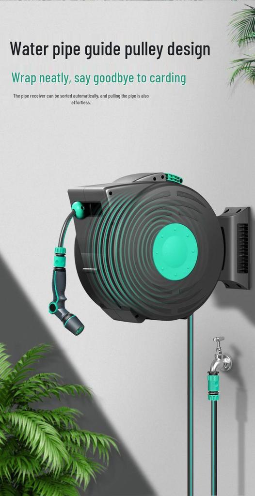 Telescopic Car Wash & Garden Hose Reel with High-Pressure Water Gun and Automatic Retractable Storage