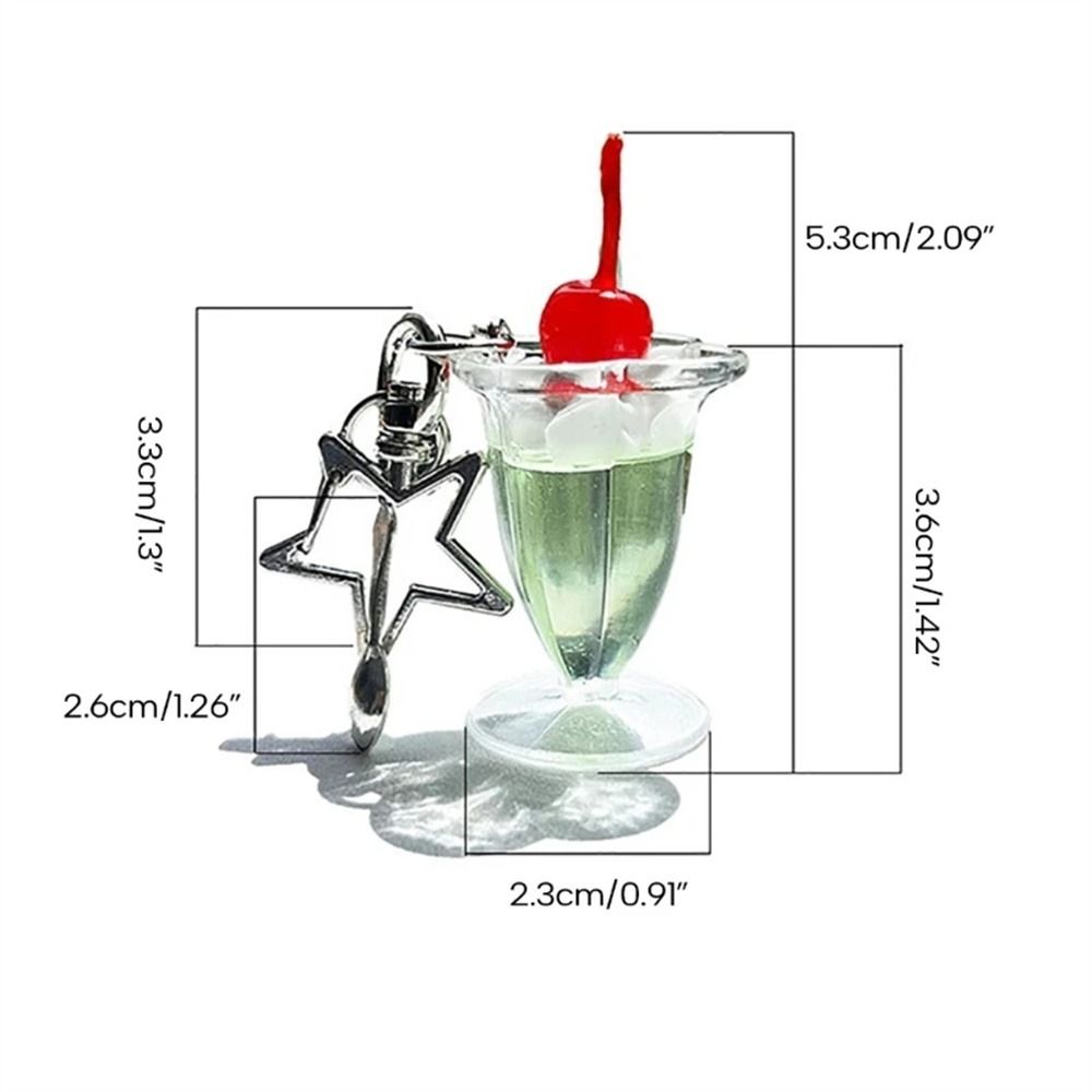 With Star Cherry Cream Cup 3D Simulation Phone Strap Ice Cream Key Chain  Bag Decorations