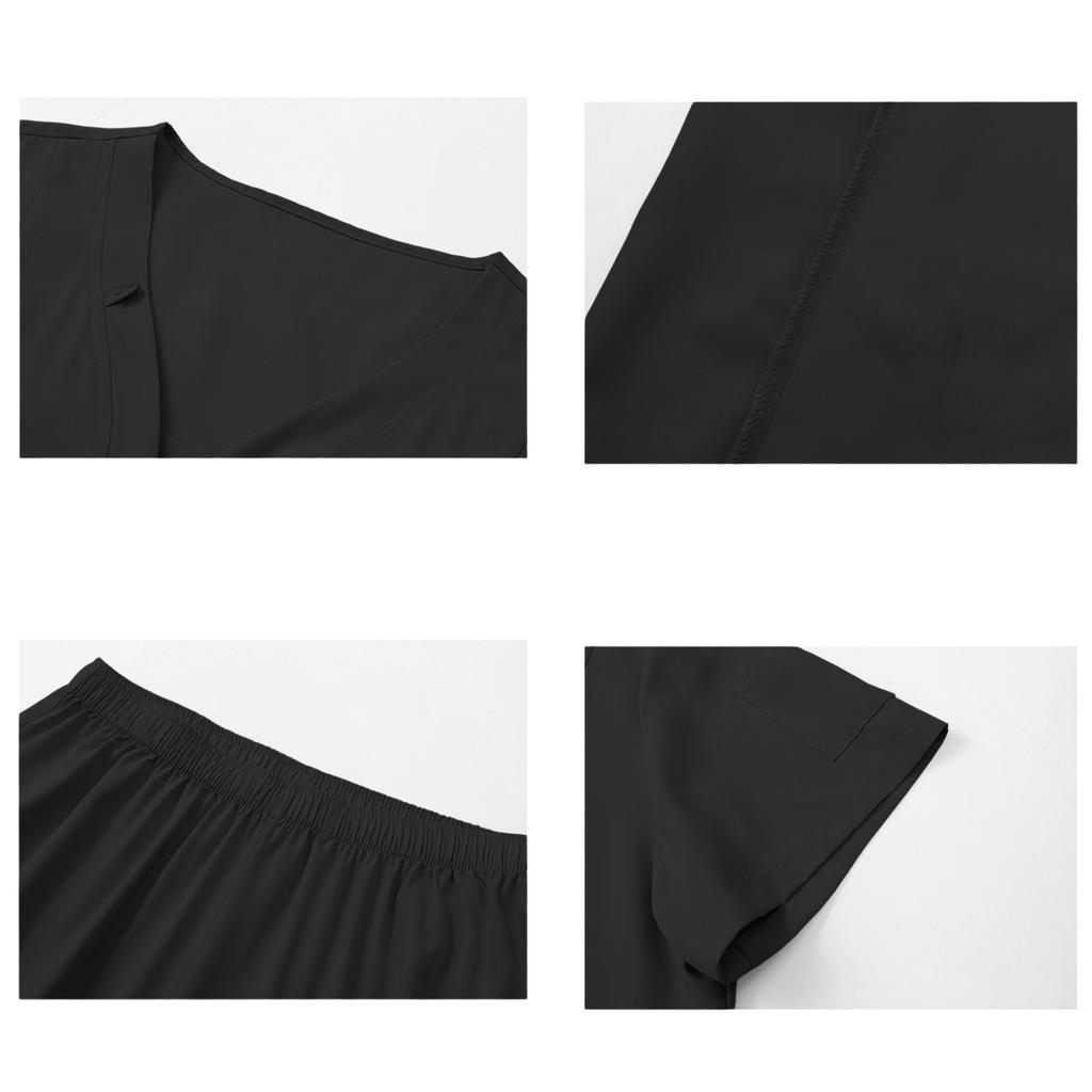 Damen-Uniformset mit V-Ausschnitt Kurzarm-Oberteil und Hose