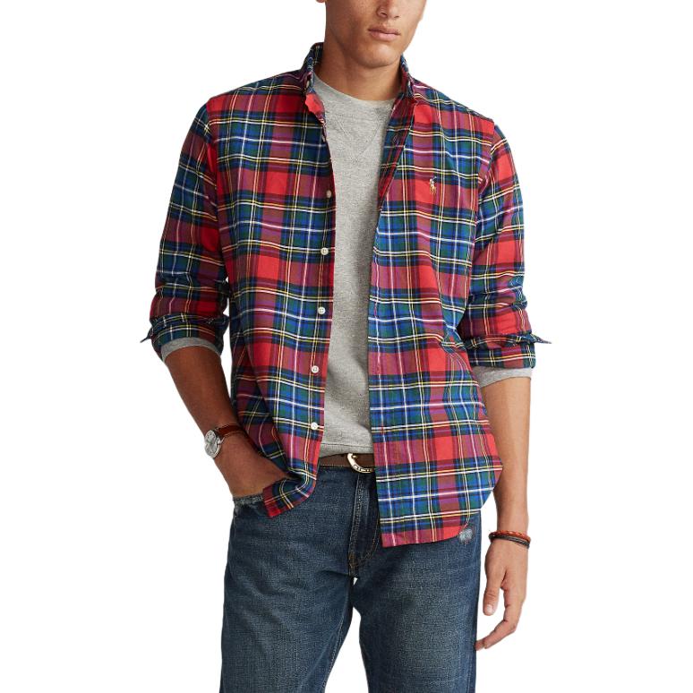 Polo Ralph Lauren Chemise Oxford à Manches Longues Ample à Carreaux avec Logo Brodé Homme chemises Multicolore MNPOWOV16820986-999