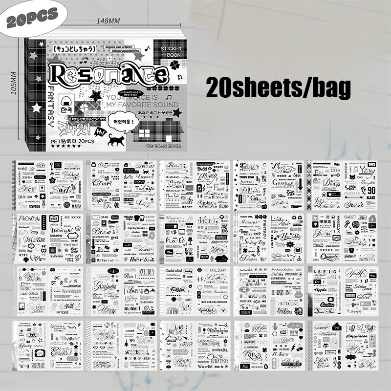 

20sheets/bag M5 Flip Text Sticker Book For Journal Planner Scrapbooking Diary Calendar Laptop Phone Case Album Decoration