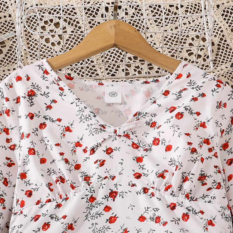 Rochie French Floral cu Mânecă Lungă, Subțietoare, pentru Fete, Colecția Primăvară 2026