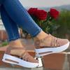 Women Sandals Fashion Solid Color Hollow Chunky Bottom Female Flat Round Toe Buckle Casual Platform Casual Shoes For Women
