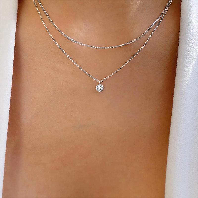 Alloy necklace wholesale European and American popular jewelry fashion multi-layer love water drop pendant retro women's collarbone chain