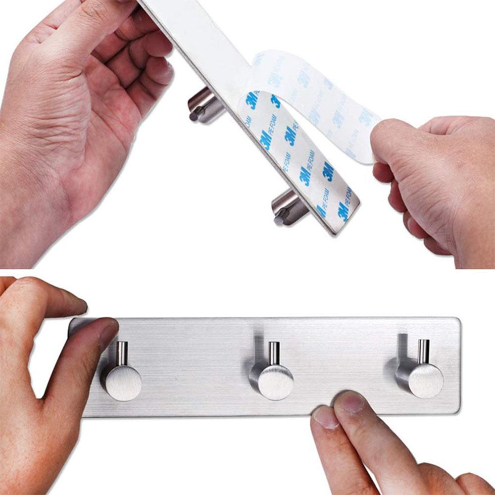 Sticker Adhesive Stainless Steel Hooks Wall Door Clothes Coat Hat Hanger Kitchen Bathroom Rustproof Towel Hooks