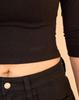 Kulsiseu Cs Slim U-Neck 3/4 Top-069 (Black)
