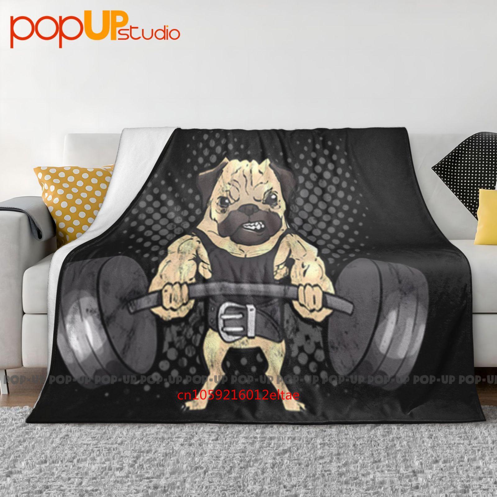 Pug Funny Powerlifting Deadlifting Ultra-Soft Blanket Quilt Winter Sofa Cover Bed Covers Size: 75*100cm, Weight: 230 GSM