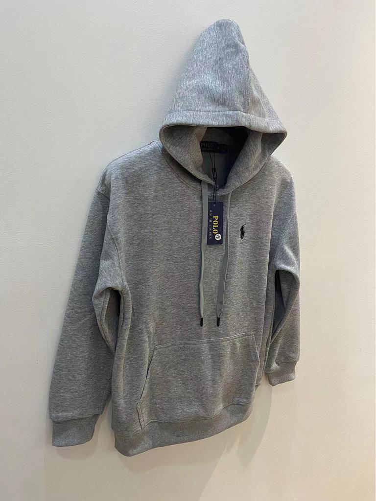 Men's Autumn/Winter Ralph Lauren Embroidered Logo Hooded Sweatshirt with Velvet Lining and Zipper.