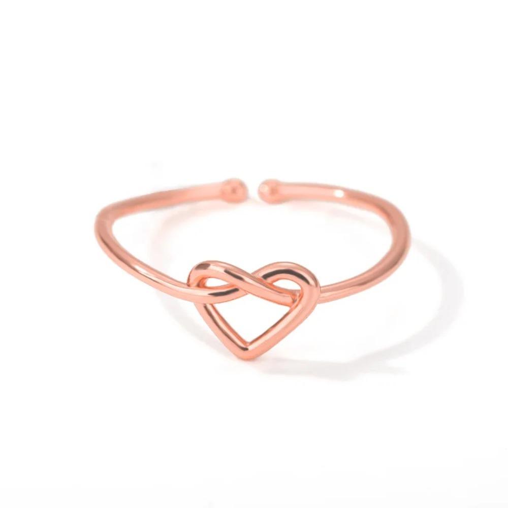 Stainless Steel Knot Heart Rings For Women Couple Simple Gold Color Open Adjustable Ring Wedding Aesthetic Jewelry