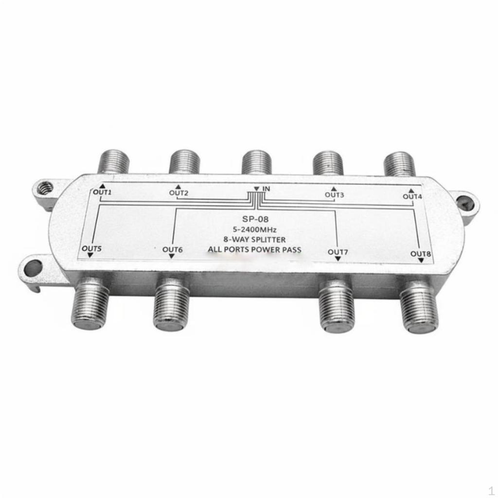 1in 8Television Broadcast Splitter Range 52400MHz 8FConnectorType Zinc Alloy Housing
