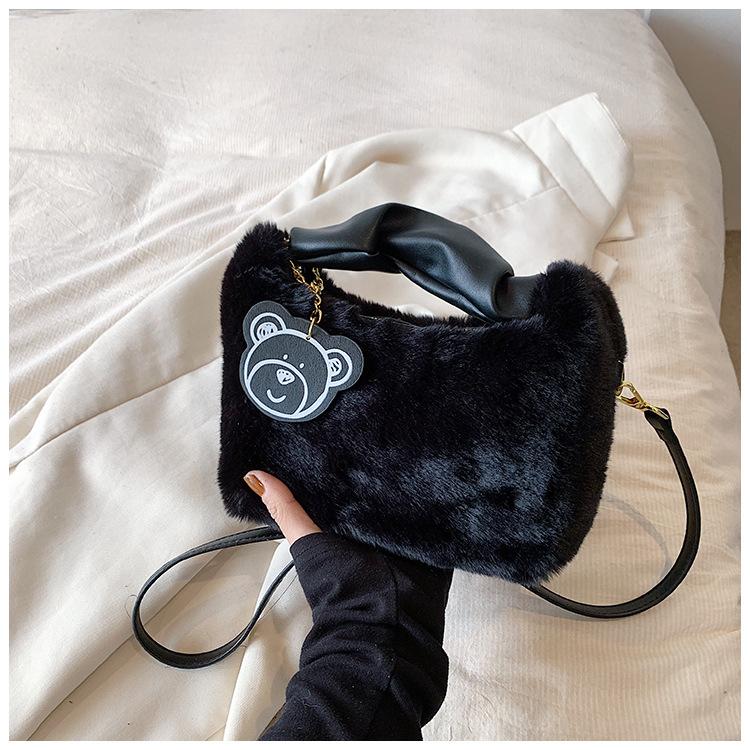Plush bag high value plush 2025 autumn new handbag bag trend niche fashion messenger small bag