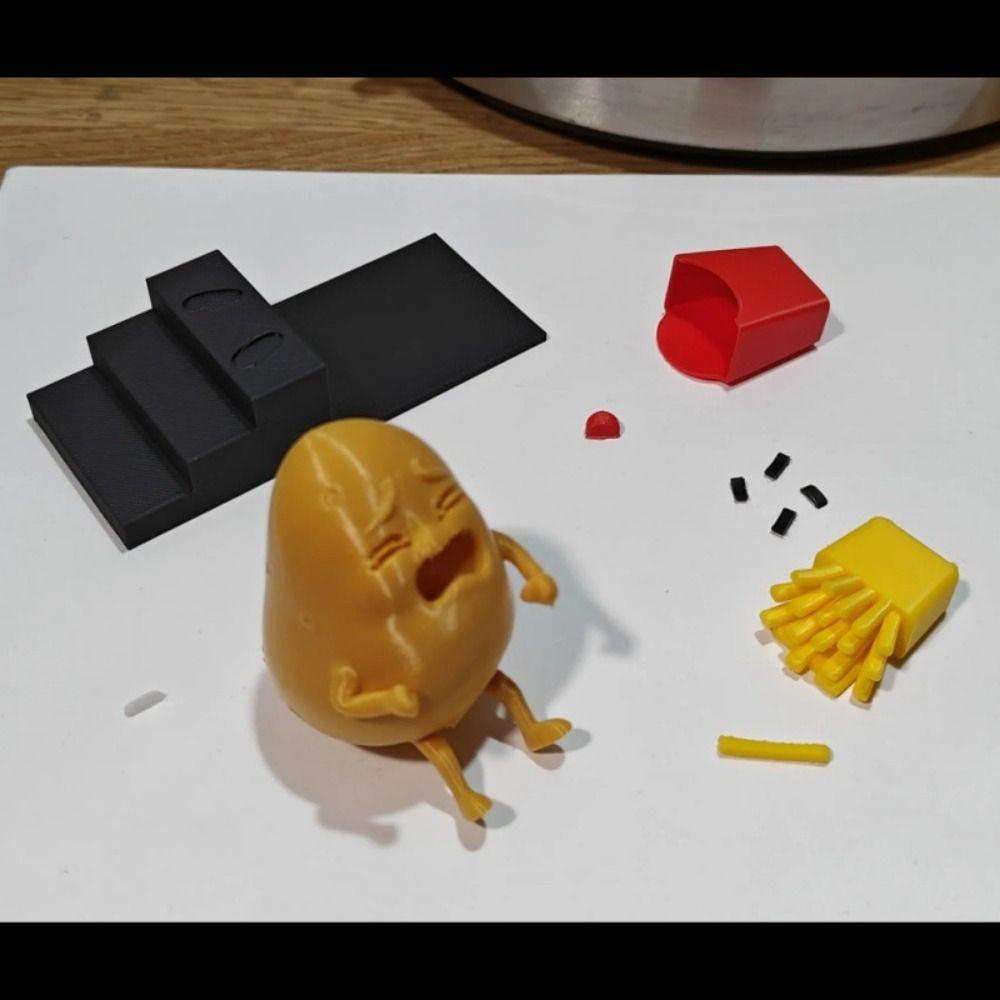 Potatoes Become French Fries 3D Printed Ornaments Fuuny Small Sculpture Hot Home Decoration  Home