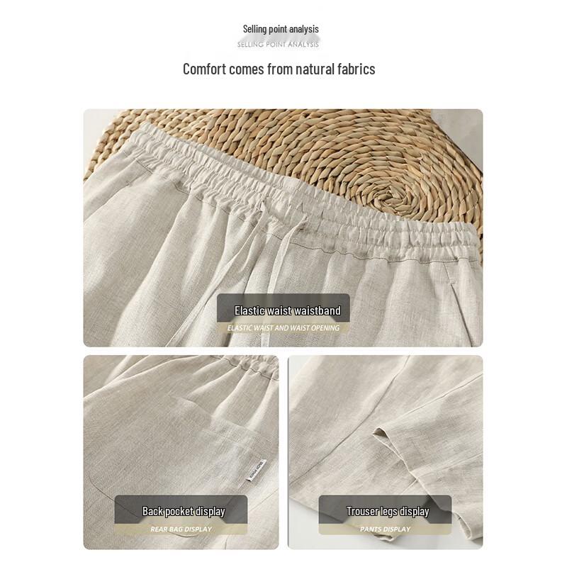JEEP SPIRIT Herren Leinen Cropped Haremshose