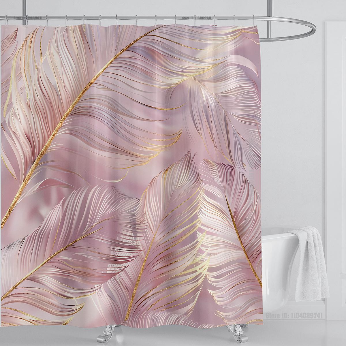 

Набор 3D шторки для душа с перьями, красочный принт, тканевая, для украшения ванной комнаты, водонепроницаемая, моющаяся шторка для душа с крючками W90xH180cm