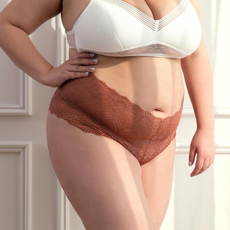 Plus Size High Waisted Sexy Lace Thong Damenunterwäsche No Trace Übergroße lose T-Höschen