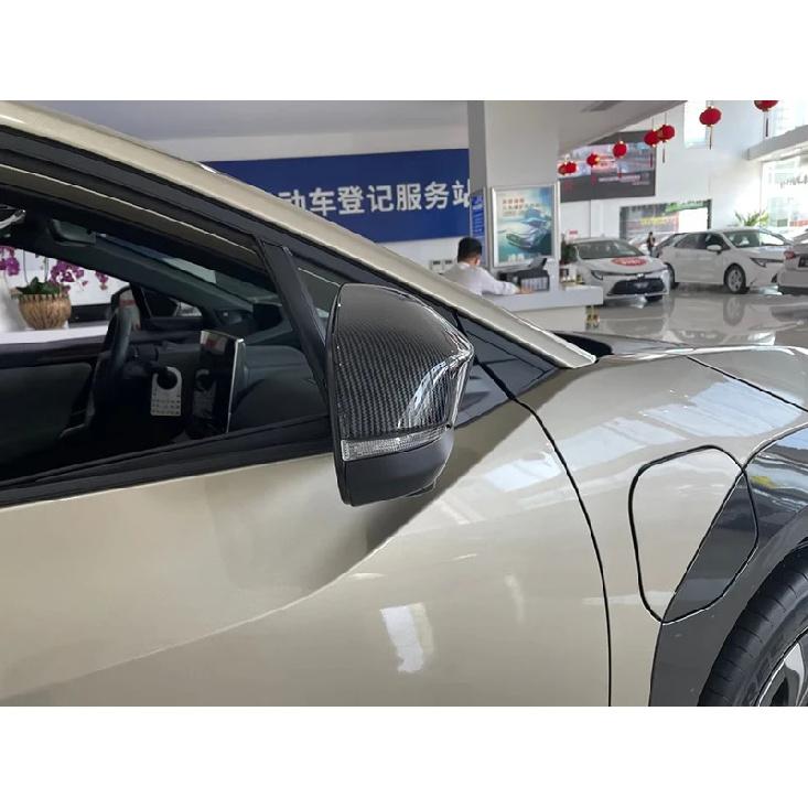 For Toyota bZ4X EA10 Carbon Fiber Style Door Side Mirror Cover Trim Rear View Cap Overlay Molding Garnish