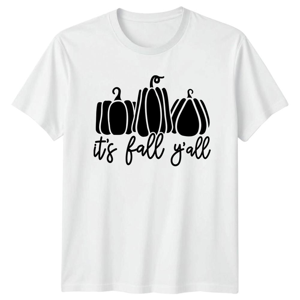 Its Fall Yall Fall Season Autumn Pumpkins Unisexs TShirt Unisex Tee Harvest Apparel S