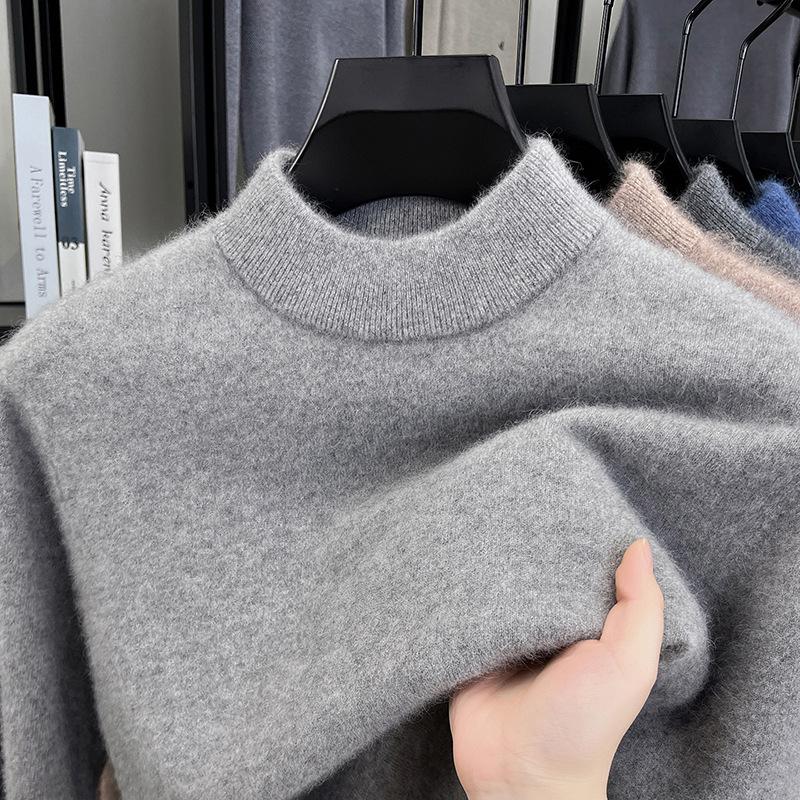 Men s Warm Wool High Neck Sweater – Anti-static, Thickened, Pure Color, Casual Base Layer for Autumn/Winter. 4XL