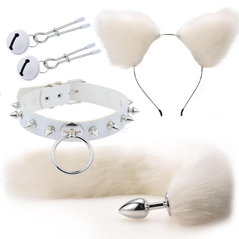 Erotic Ear Hairpin Breast Clips Vestibule Anal Plugs Male Female Apparatus Sex Toys Sm Bell Series Set Foxtail Anal Plugs