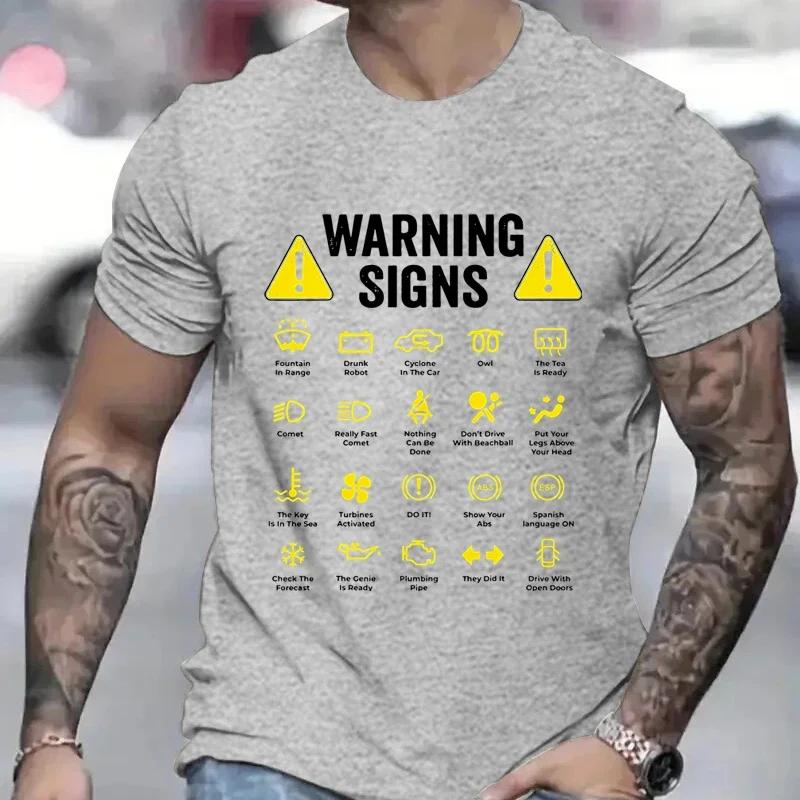 T Shirt for Men Clothing Funny Driving Warning Signs 101 Auto Mechanic Gift Driver Men Tshirt Summer Tee Shirts Clothes Y2k Tops