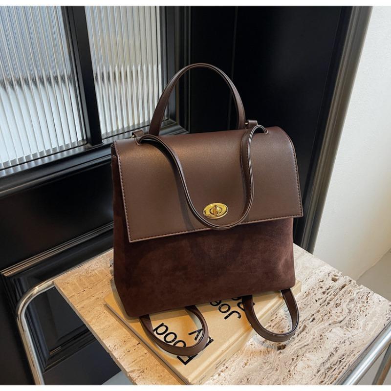 

Commuter large-capacity bag, new matte retro backpack, women s handbag, student senior sense темно-коричневого