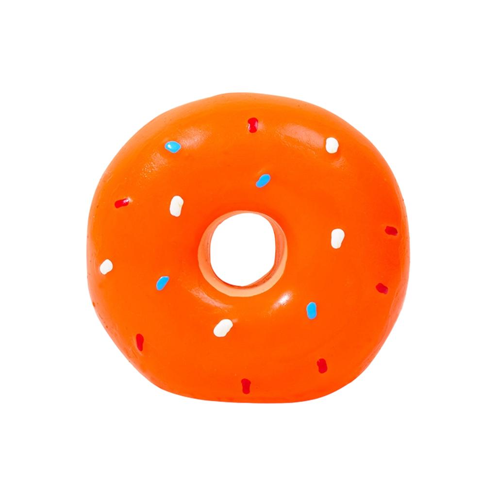 Cute Colorful Donut Shaped Squeaky Dog Toy Soft Latex Material Pet Chew Toy For Teething And Interactive Play