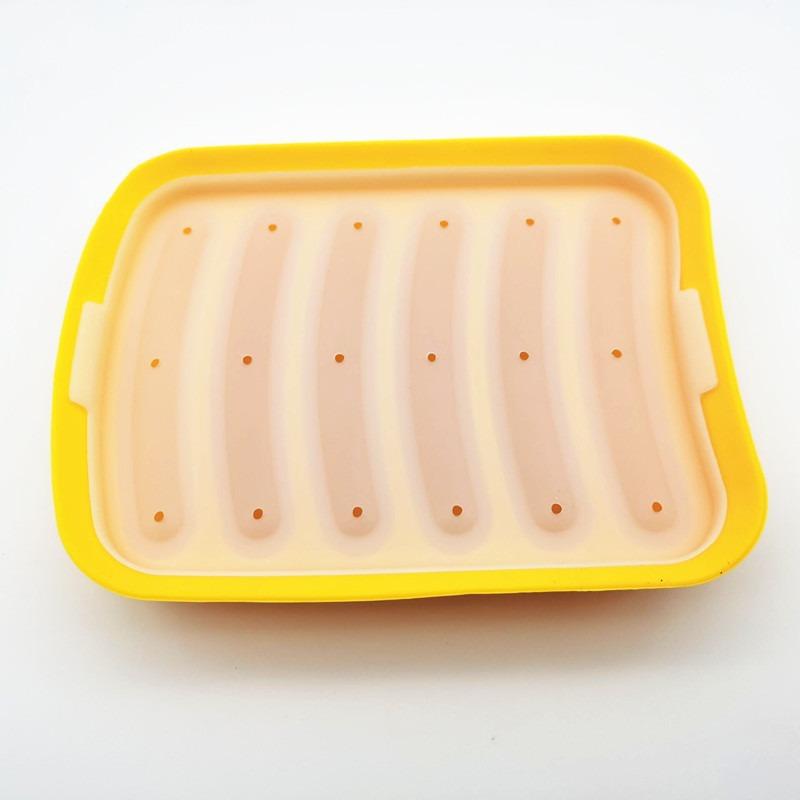Sausage Maker Mould 6 Cavity Silicone DIY Ham Hot Dog Making Moulds With Lid Kitchen Household Sausages Cake Baking Tools Molds