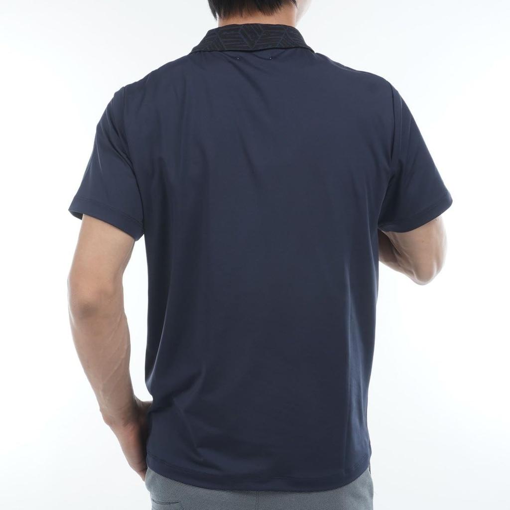Viva Heart Bearten Jacquard Collar Polo Navy Shirt, Moisture-Wicking, Quick-Drying, Cool-To-The-Touch,