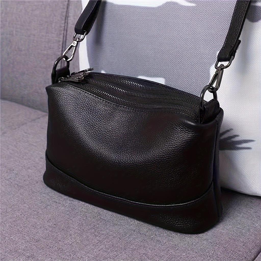Elegant Black Messenger Bag with Removable Strap - Solid Color, Polyester Lining Crossbody Bag