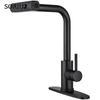 Kitchen Faucet with Pull Down Sprayer, Black Waterfall Touch Single Hole Stainless Steel Kitchen Sink Faucet American Standard