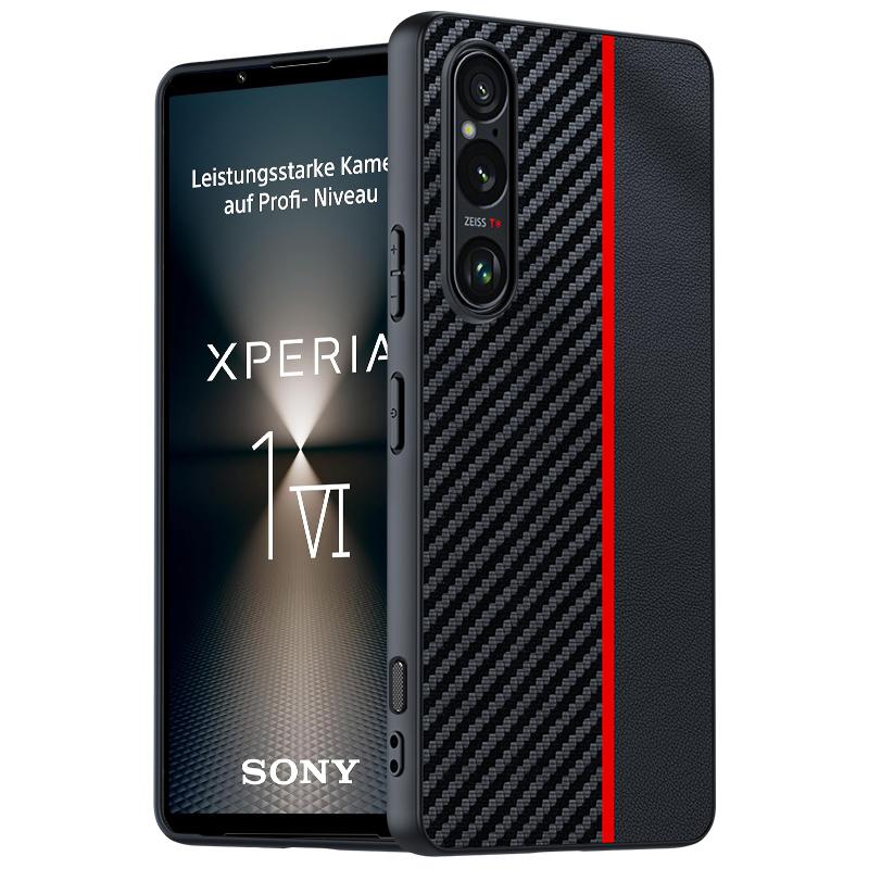 

Для Sony Xperia 1 VI чехол из углеродного волокна, противоударный чехол для телефона Black/Red