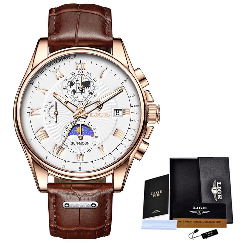 Watch Men Top Brand Luxury Leather Men Watch Business Waterproof Sports Chronograph Quartz Wristwatches Montre Homme