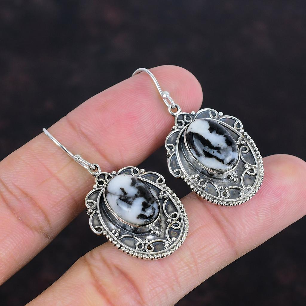 Cercei cu Turcoaz Bivol Alb Cercei cu Piatră Prețioasă Vintage Cercei din Argint Sterlin 925 Bijuterii Lucrate Manual Cercei cu Design Modern Cadouri Pentru Soție