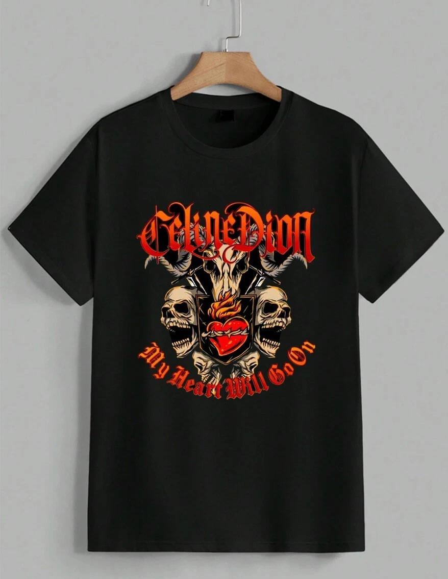 Celine Dion My Heart Will Go On Heavy Metal T-Shirt Funny Death Parody Unisex XL