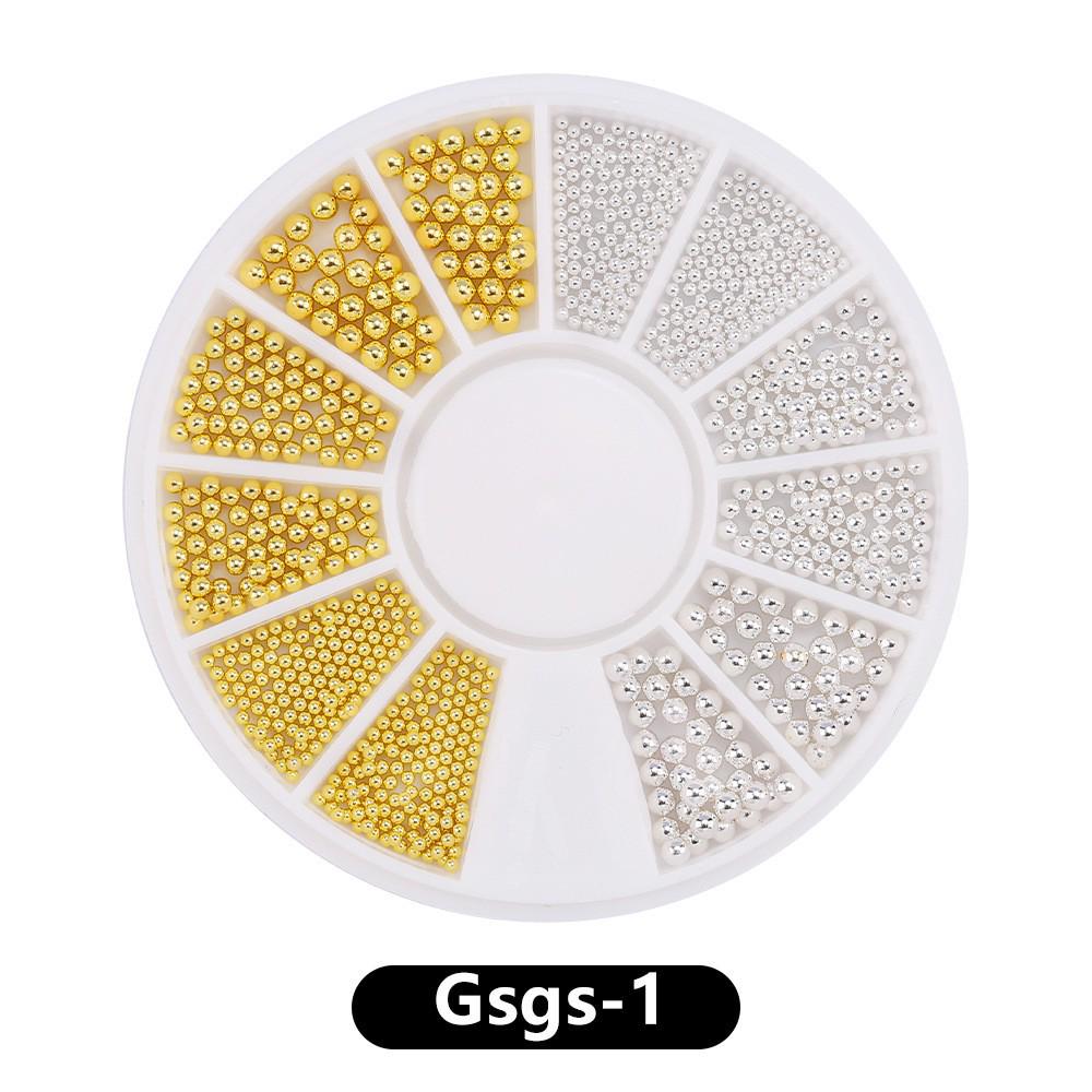 Nail Art Metal Rivets & Beads Set: 12-Grid Round Plate for DIY Designs