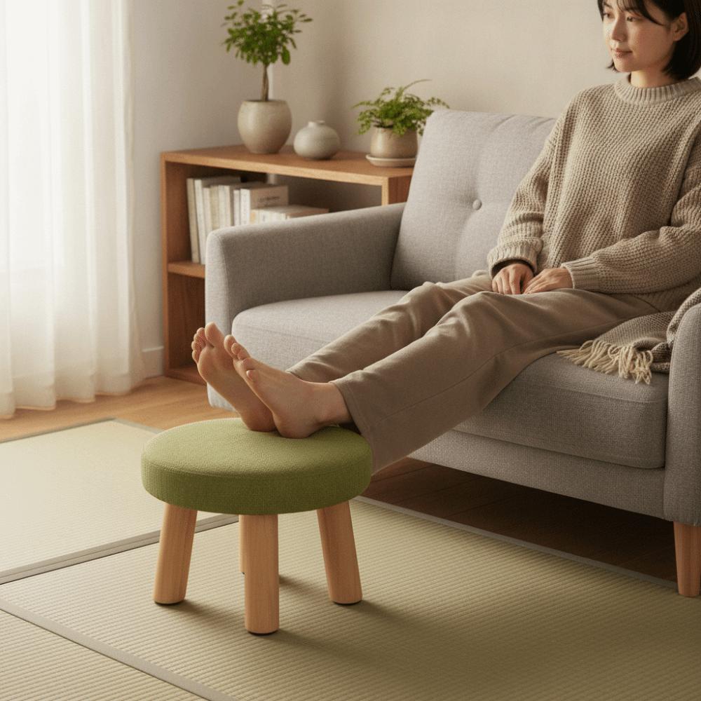 Non-Skid Solid Wood Small Foot Stool Soft Shoe Changing Chair Small Footstool Ottoman Office