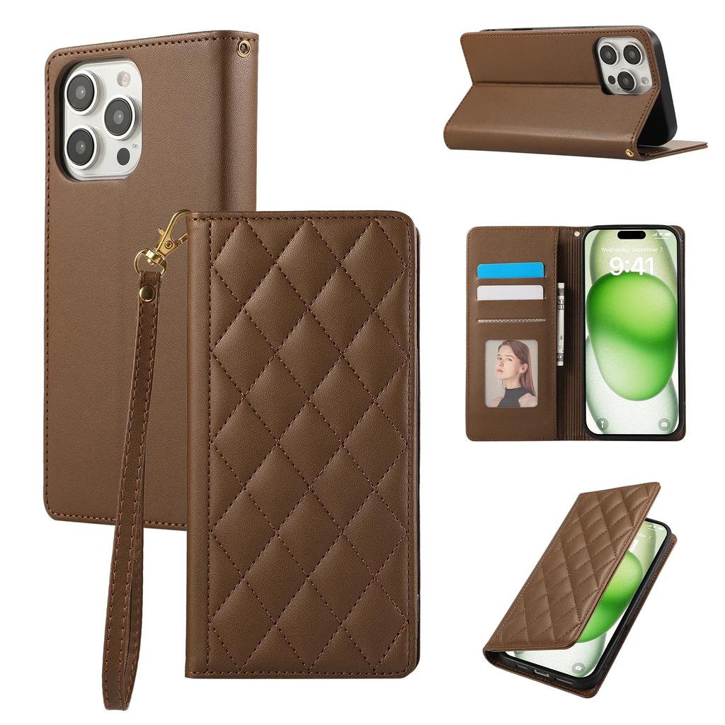 Wrist Strap Leather Wallet with Card Holder Phone Case for IPhone 16 Plus 15 14 13 12 Mini 11 Pro Max XS XR 7 8 Protective Cover